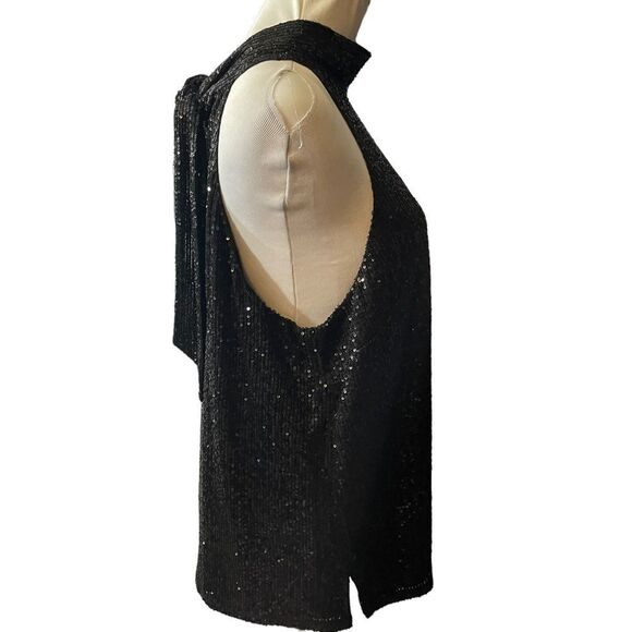 Chelsea 28 High Neck Sequin Black Halter Top, Size 1X - Picture 6 of 8